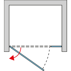 Jednokřídlé dveře Ronal Pur s pantem u zdi a s pevnou stěnou v rovině s L - kováním - panty vlevo Atyp na zaměření 0 - 1600 x výška do 2000 mm, chrom/sklo čiré