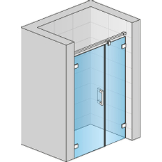 Jednokřídlé dveře Ronal Pur s pantem u zdi a s pevnou stěnou v rovině s L - kováním - panty vlevo Atyp na zaměření 0 - 1600 x výška do 2000 mm, chrom/sklo čiré