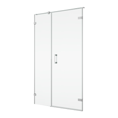 Jednokřídlé dveře Ronal Pur s pantem u zdi a s pevnou stěnou v rovině s L - kováním - panty vlevo Atyp na zaměření 0 - 1600 x výška do 2000 mm, chrom/sklo čiré