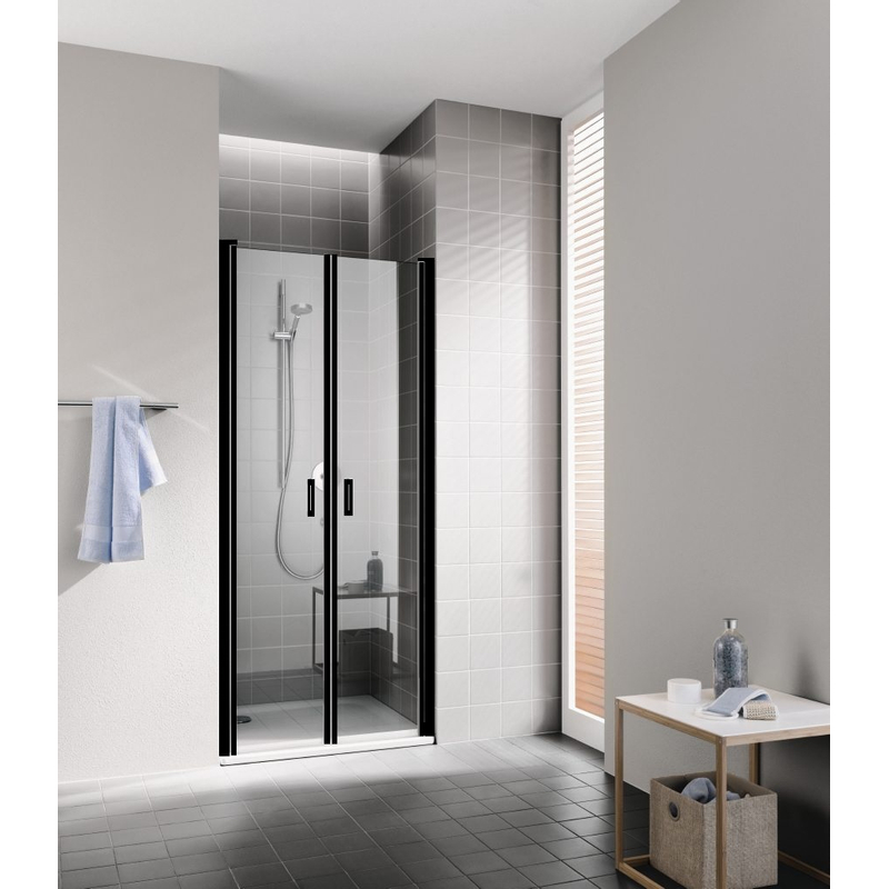 Dveře kyvné Kermi Cada XS CKPTD černé, čiré ESG sklo s úpravou CADAclean 80 x 200 cm