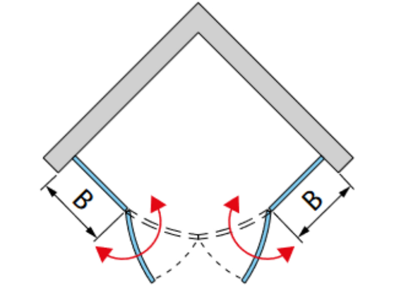Čtvrtkruh Ronal Divera s dvoukřídlými dveřmi, rádius 550 mm 900 x 2000 mm, aluchrom/sklo čiré