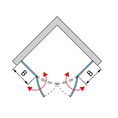 Čtvrtkruh Ronal Divera s dvoukřídlými dveřmi, rádius 550 mm 900 x 2000 mm, aluchrom/sklo čiré