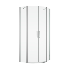 Čtvrtkruh Ronal Divera s dvoukřídlými dveřmi, rádius 550 mm 900 x 2000 mm, aluchrom/sklo čiré