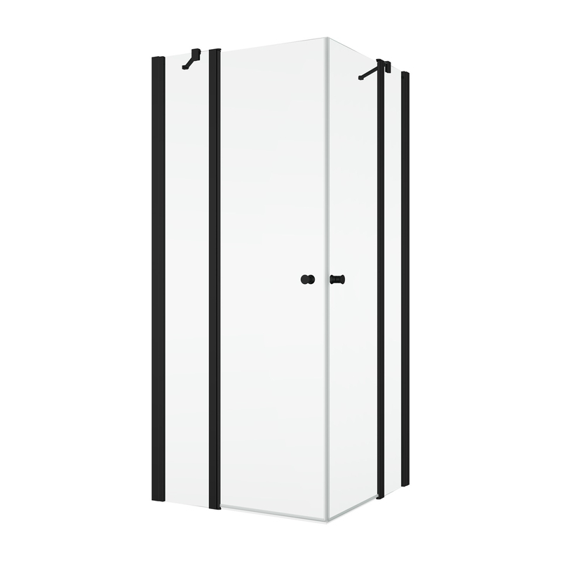 Jednokřídlé dveře Ronal Solino s pevnou stěnou v rovině / 1 strana rohového vstupu 1100 x 2000 mm, černá matná/sklo Screen