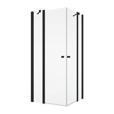 Jednokřídlé dveře Ronal Solino s pevnou stěnou v rovině / 1 strana rohového vstupu 1100 x 2000 mm, černá matná/sklo Screen