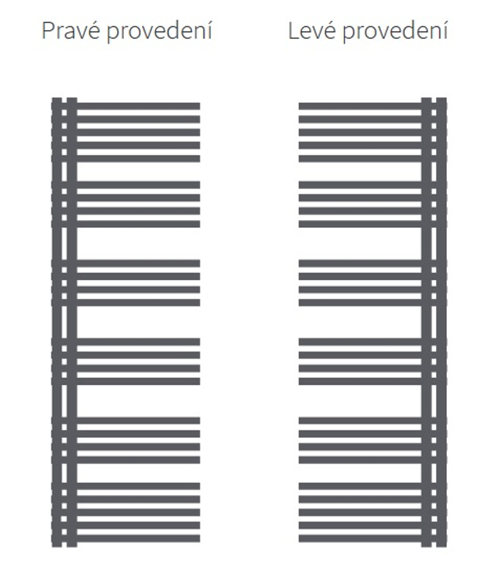 Těleso koupelnové trubkové Isan Calypso 1246 x 600 mm, 600 W, levé, elektrické s regulátorem Mini PW, sněhově bílá RAL 9016