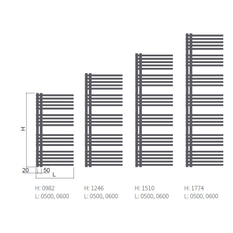 Těleso koupelnové trubkové Isan Calypso 1774 x 600 mm, 826 W, levé, elektrické s regulátorem Mini PW, sněhově bílá RAL 9016