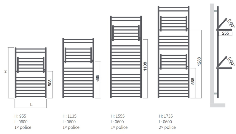 Těleso koupelnové trubkové Isan Flexi 1135 x 30 mm, 492 W, klasické připojení, sněhově bílá RAL 9016