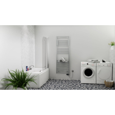 Těleso koupelnové trubkové Isan Flexi s háčky 1555 x 39 mm, 412 W, elektrické s regulátorem Mini PW, sněhově bílá RAL 9016