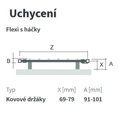 Těleso koupelnové trubkové Isan Flexi s háčky 1135 x 39 mm, 492 W, elektrické s regulátorem Mini PW, sněhově bílá RAL 9016