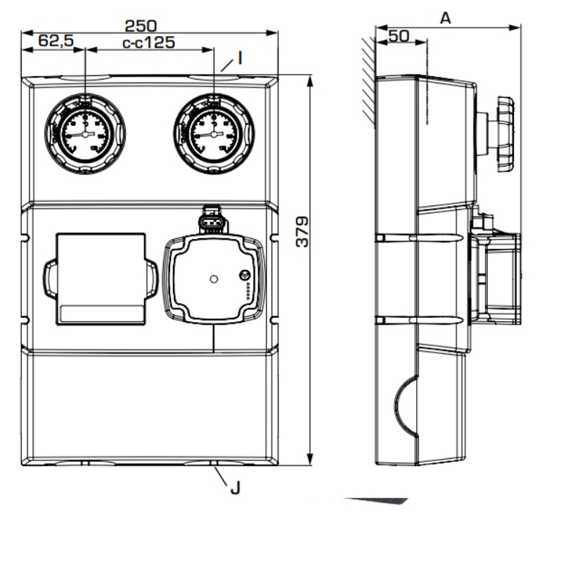 Čerpadlová skupina ESBE GDA212, DN25, Grundfos UPM3 AUTO 25-50