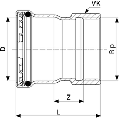 Přechodový kus Viega Megapress S s SC-Contur 4212xL 88,9 x 2