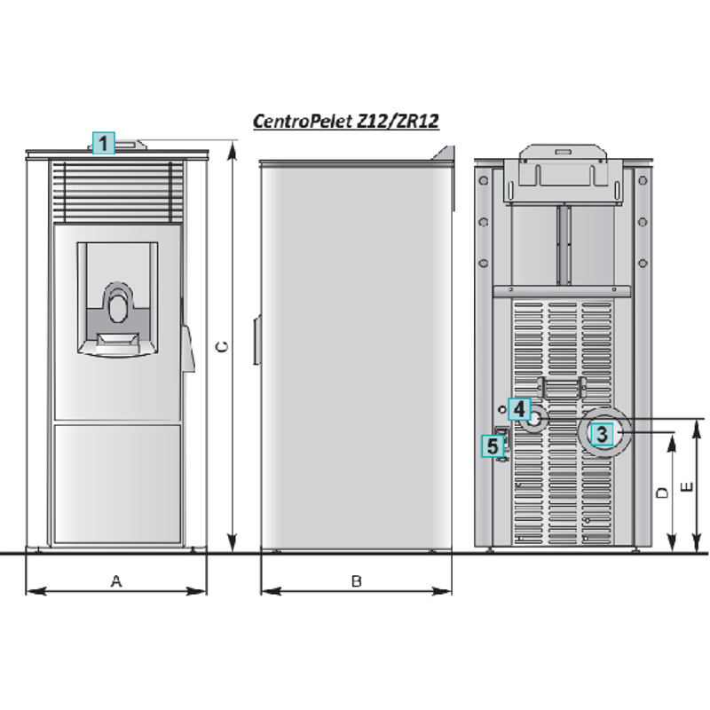 Krbová kamna na pelety Centrometal Centropelet ZR 12 kW, šedá
