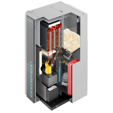 Kotel teplovodní kompaktní na pelety Centrometal Centropelet ZVB-PA 24 kW, s automatickým čištěním roštu a odpopelněním