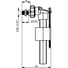 Napouštěcí ventil boční 3/8˝+1/2˝ plast
