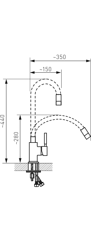 Dřezová stojánková baterie s elastickým ramenem, černá