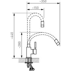 Dřezová stojánková baterie s elastickým ramenem, černá