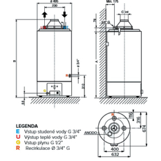 Ohřívač plynový stacionární Ariston SGA X 120 EE,115L, 8,5KW