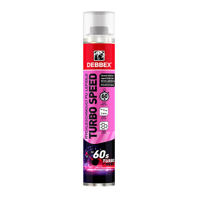 Rychleschnoucí PU lepidlo Den Braven Turbo Speed pistolová dóza 750 ml, žlutá