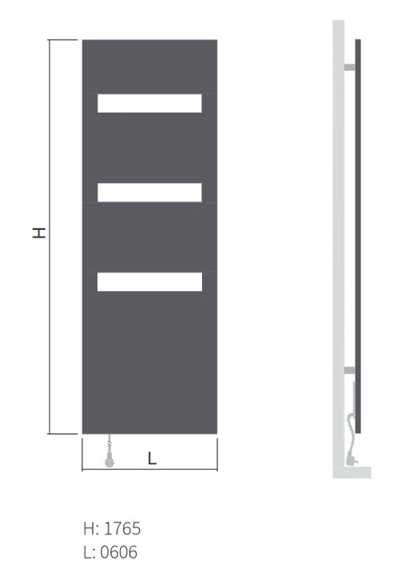 Těleso koupelnové elektické Isan E-Cult 1765 x 606 mm, 750 W, elektrické s topnou fólií, sněhově bílá RAL 9016