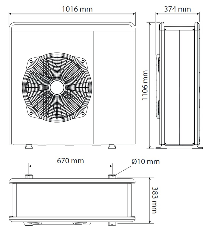 Sestava tepelného čerpadla Ariston Monoblok Nimbus Compact 80 M-T NET, 8 kW, 400 V, chladivo R32