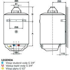 Ohřívač plynový nástěnný Ariston S/SGA X 80 EE, 75L, 4,3KW