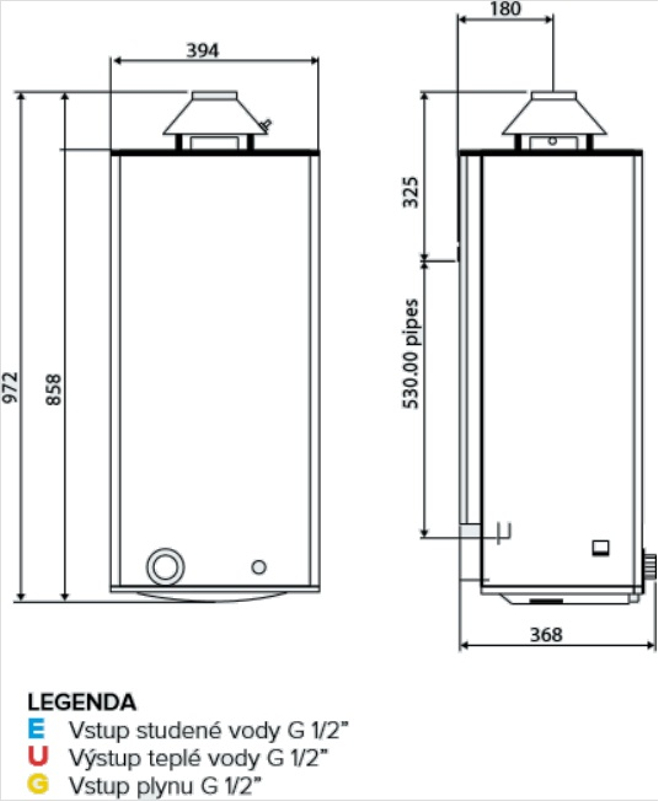 Ohřívač plynový nástěnný Ariston S/SGA MICRO X EE, 45L, 4,3KW