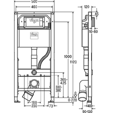 WC prvek Viega Prevista Dry 8521 1120 x 500