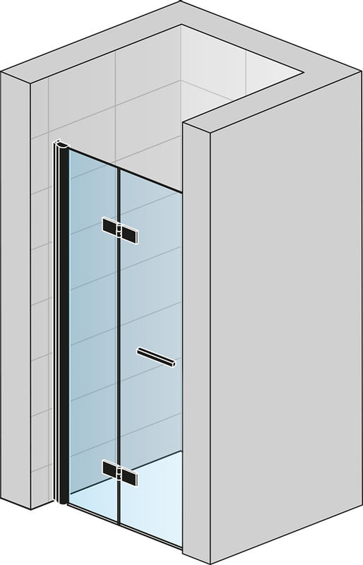 Dvoudílné skládací dveře Ronal Solino levé / 1 strana rohového vstupu 1200 x 2000 mm, černá matná/sklo čiré