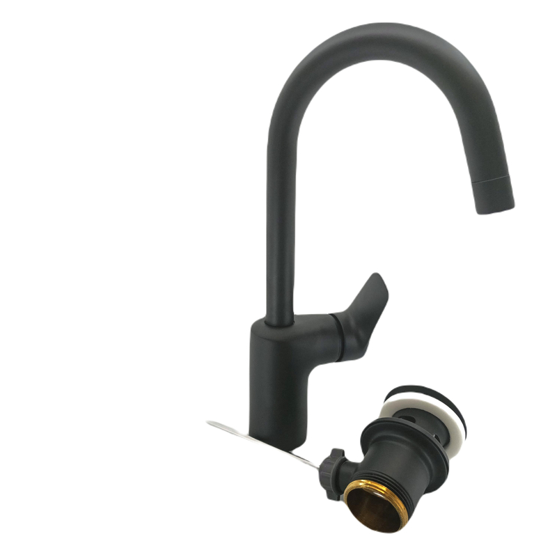 Umyvadlová, stojánková, páka vpravo baterie Optiline Europa 2.0 černá s výpustí