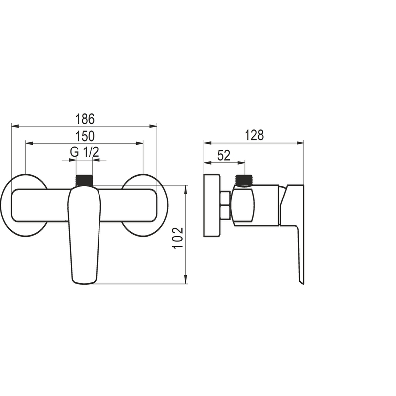 Novaservis Sprchová baterie bez příslušenství 150 mm METALIA 58, černá 58062/1,5