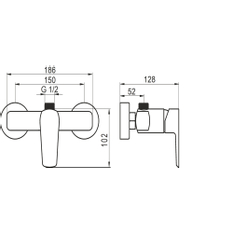 Novaservis Sprchová baterie bez příslušenství 150 mm METALIA 58, černá 58062/1,5