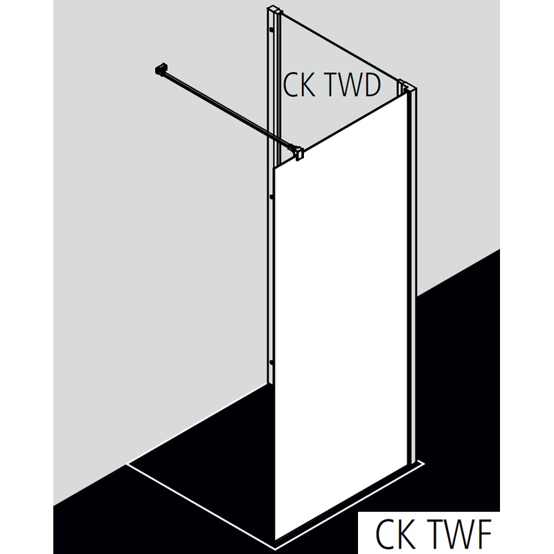 Zástěna Walk-in Wall Kermi Cada XS CKTWF černá, čiré ESG sklo s úpravou CADAclean 70 x 200 cm
