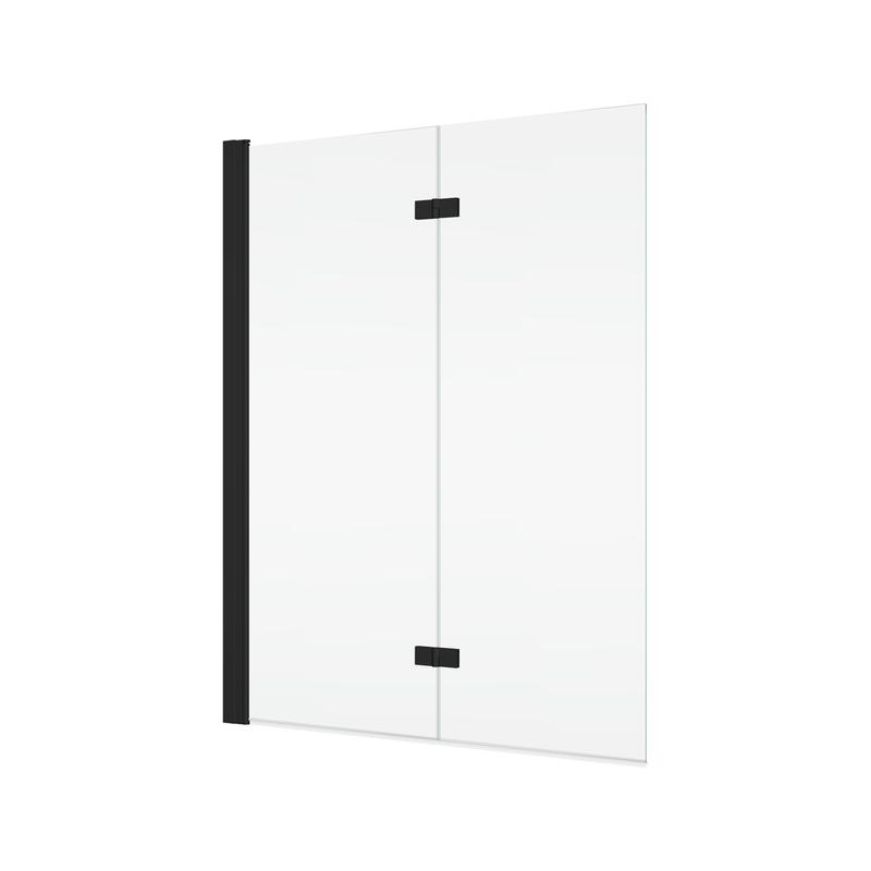 Dvoudílná skládací vanová zástěna Ronal Solino - montáž vlevo 1200 x 1500 mm, černá matná/sklo čiré