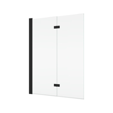 Dvoudílná skládací vanová zástěna Ronal Solino - montáž vlevo 1200 x 1500 mm, černá matná/sklo čiré