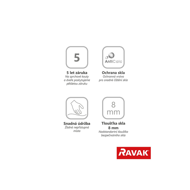 Sprchový kout Ravak Walk-In Wall 60, černá+transparent