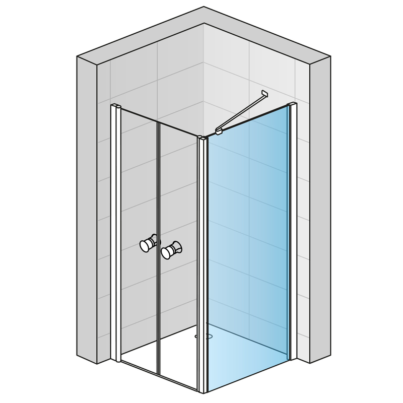Boční stěna Ronal Solino v 90° 800 x 2000 mm, aluchrom/sklo čiré