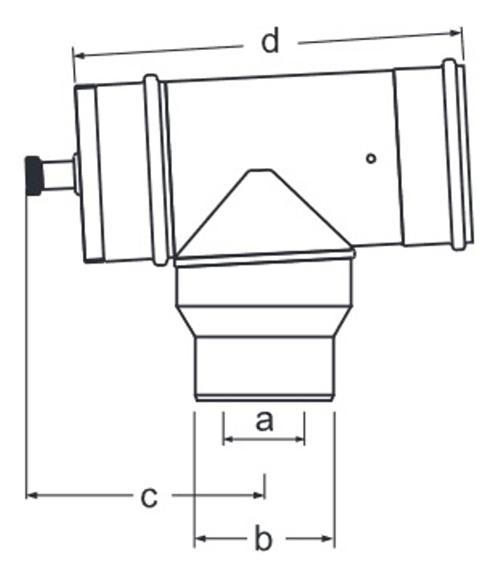Revizní T-kus s měřícím otvorem redukovaný (na DN200/300) Almeva LIL DN 125/180, černá