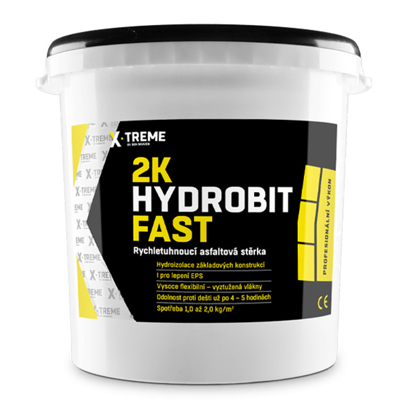 Rychletuhnoucí asfaltová stěrka Den Braven 2K Hydrobit Fast kbelík 30 kg, tmavě hnědá až černá