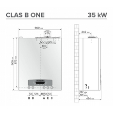 Kotel plynový kondenzační závěsný Ariston Clas B One WiFi 35, topení 30,3 kW a ohřev TV 33,1 kW, s integrovaným nerezovým zásobníkem 2 x 20 l, SVT 30633