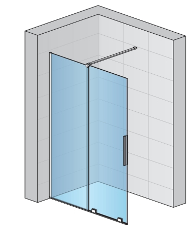 Jednodílné posuvné dveře Ronal Amalia s pevnou stěnou v rovině 1200 x 2000 mm, aluchrom/sklo čiré