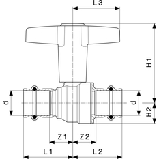 Kulový kohout Viega Profipress s SC-Contur 2275 28