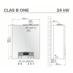 Kotel plynový kondenzační závěsný Ariston Clas B One WiFi 24, topení 21,5 kw a ohřev TV 24,9 kw, s integrovaným nerezovým zásobníkem 2 x 20 l, SVT 23469