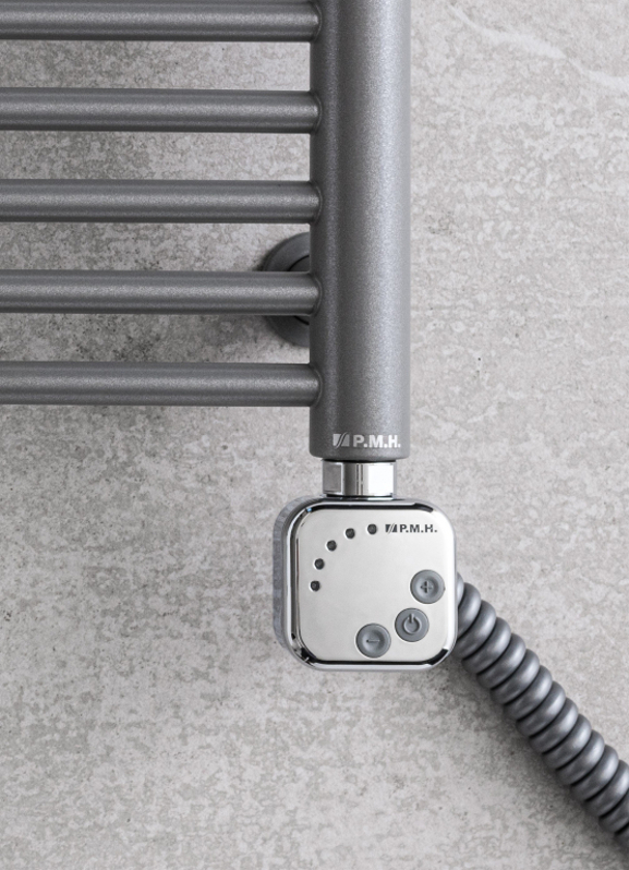 Topná tyč PMH HT2 s termostatem a krouceným kabelem, 800 W, Metalická stříbrná lesklá RAL 9006