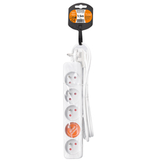 Solight prodlužovací přívod, 5 zásuvek, bílý, 1,5m