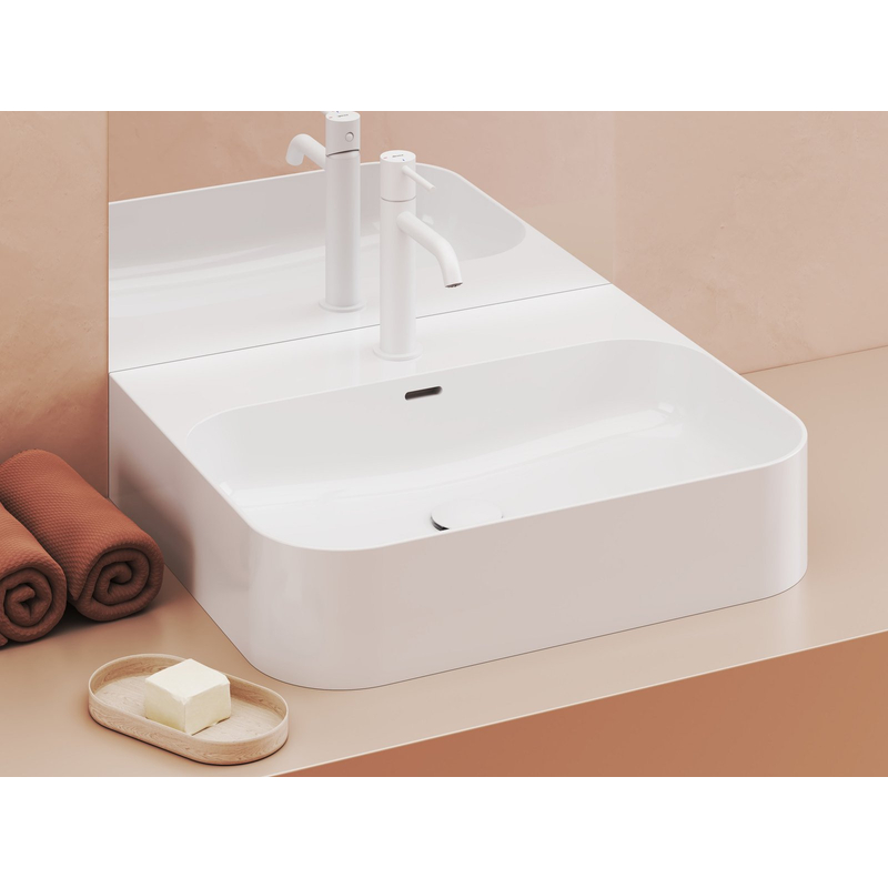 Umyvadlo Ravak Ceramic Slim Wall R 55, s otvorem pro baterii, s přepadem, bílá