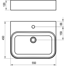 Umyvadlo Ravak Ceramic Slim Wall R 55, s otvorem pro baterii, s přepadem, bílá