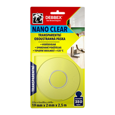 Transparentní oboustranná páska Den Braven NANO CLEAR šířka 19 mm, délka 2,5 m, transparentní