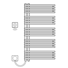 Těleso koupelnové trubkové elektrické Kermi Diveo-E 1320 x 450 mm, elektrosada WFS vlevo 600 W, bílé