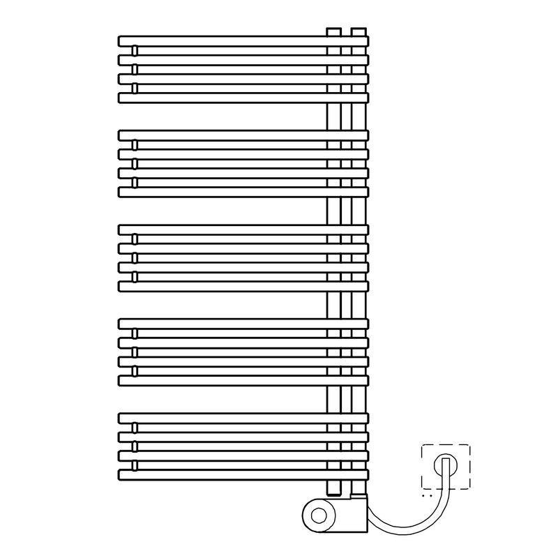 Těleso koupelnové trubkové elektrické Kermi Diveo-E 1700 x 600 mm, elektrosada FKS vpravo 800 W, stříbrné